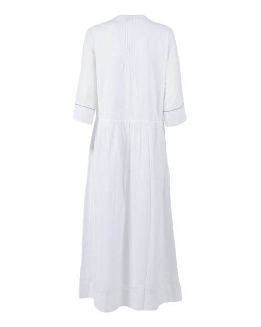 Peserico White Dress Cotton Midi