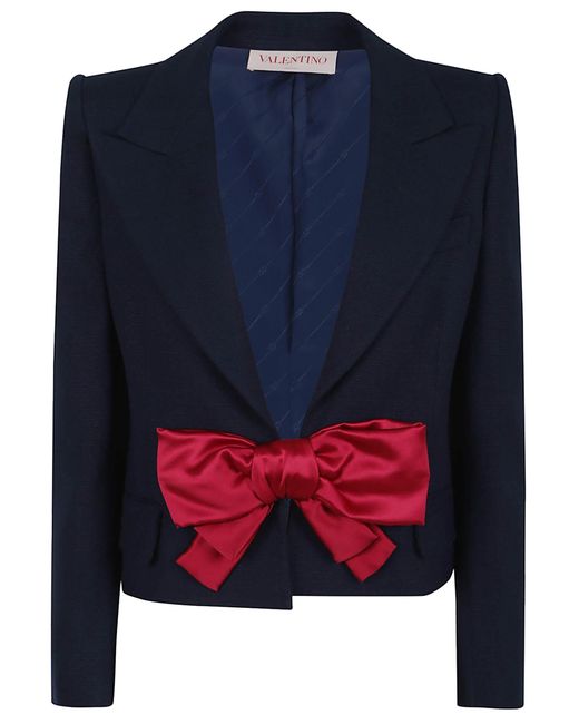 Valentino Blue Giacca Monopetto Cn Fiocco Solid