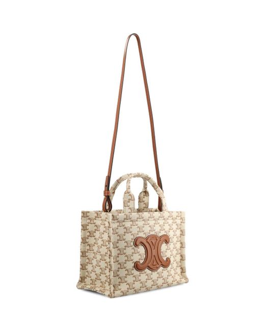 Celine Logo Patch Top Handle Bag in White | Lyst