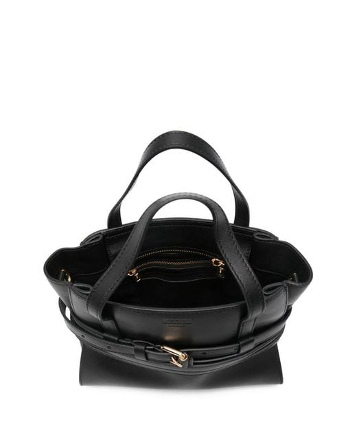 Moschino White Tie Me Small Tote Calfskin Handbags