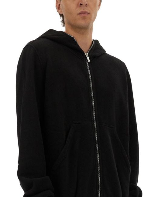 Rick Owens Black Hoodie Cotton Sweatshirts for men