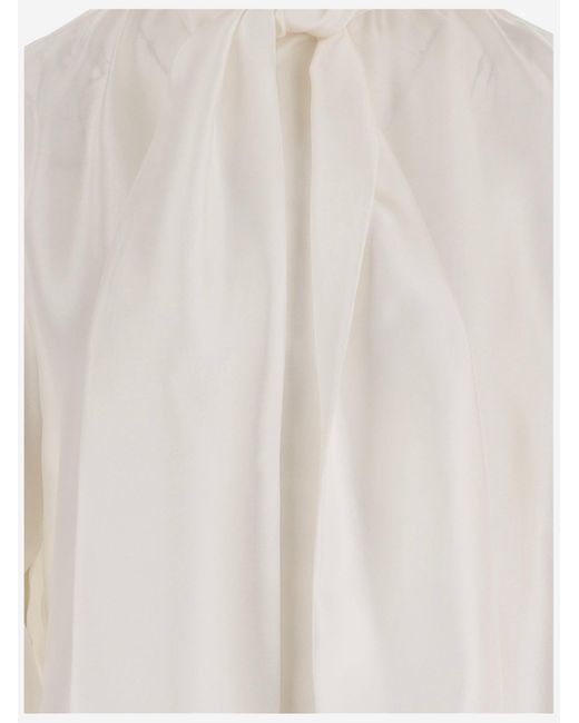 Sa Su Phi White Silk Shirt With Bow Detail