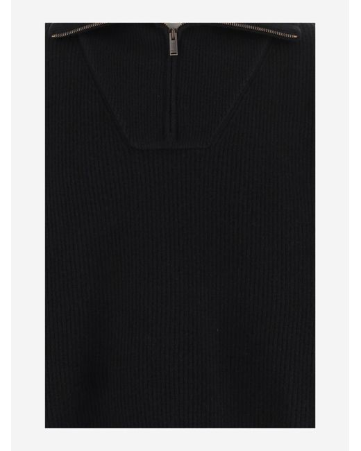 Saint Laurent Black Sweater Half-Zip Ribbed Wool for men