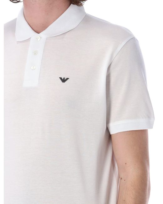 Emporio Armani Blue Piqué Polo Shirt With Micro Eagle for men