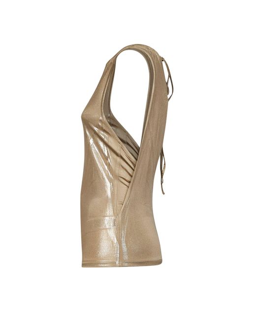 DIESEL Natural Metallic Stretch Jersey T-Dyvyny Top