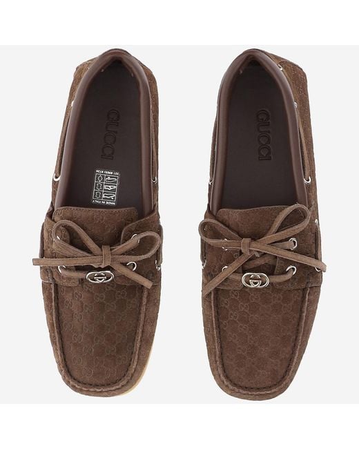 Gucci Brown Loafers Gg Suede