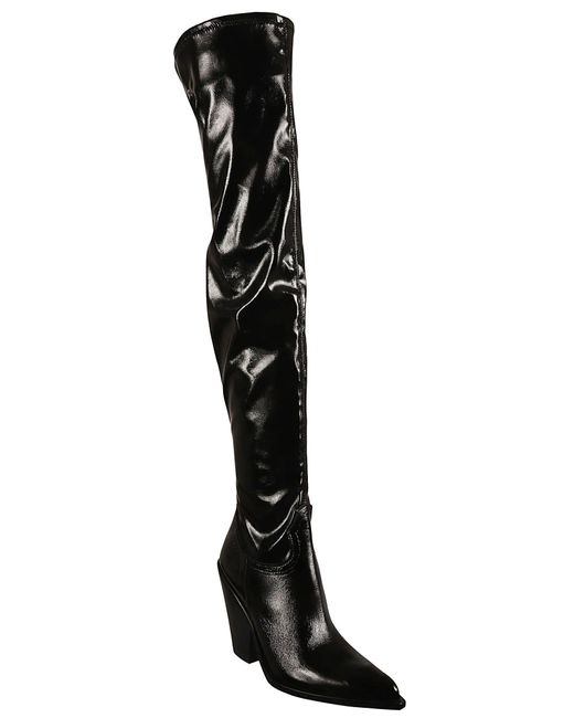 Sonora Boots Black Stretch Patent Over The Knee Boots