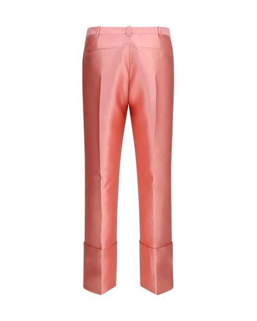 Calvin Klein Red Eva Trousers Polyester; Silk