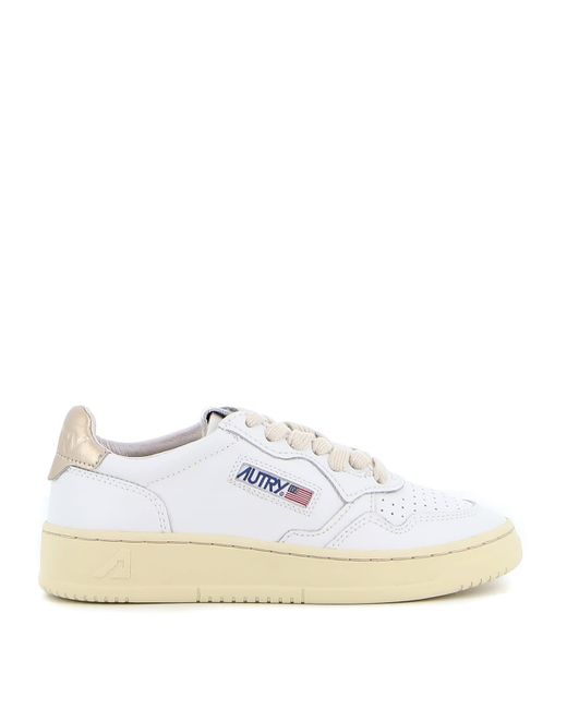 Autry Leather 01 Low Leat Leat in White Gold (Metallic) | Lyst