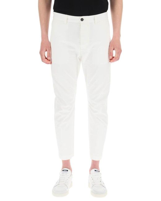 DSquared² White Cropped Cargo Pants for men
