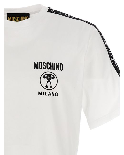 Moschino White Double Question Mark T-shirt for men