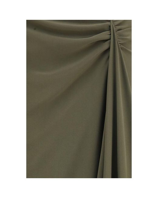 McQueen Green Bicolor Silk Long Skirt