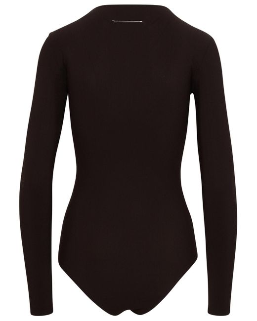 MM6 by Maison Martin Margiela Black Brown Polyamide Bodysuit