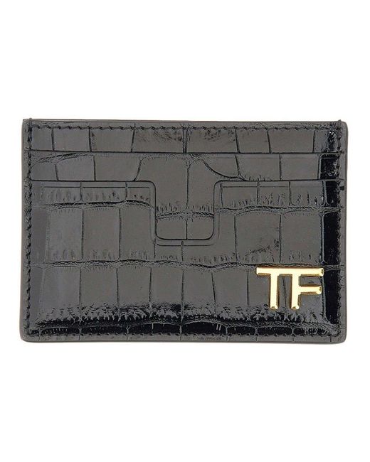 Tom Ford Gray Card Holder With Logo
