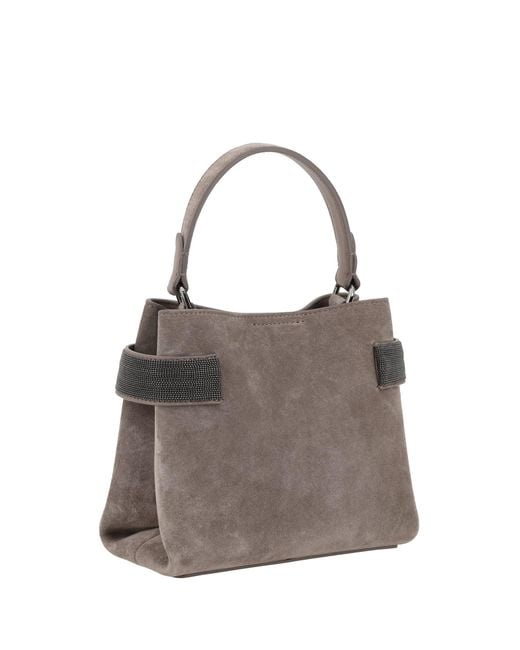Brunello Cucinelli Gray Leather Handbag