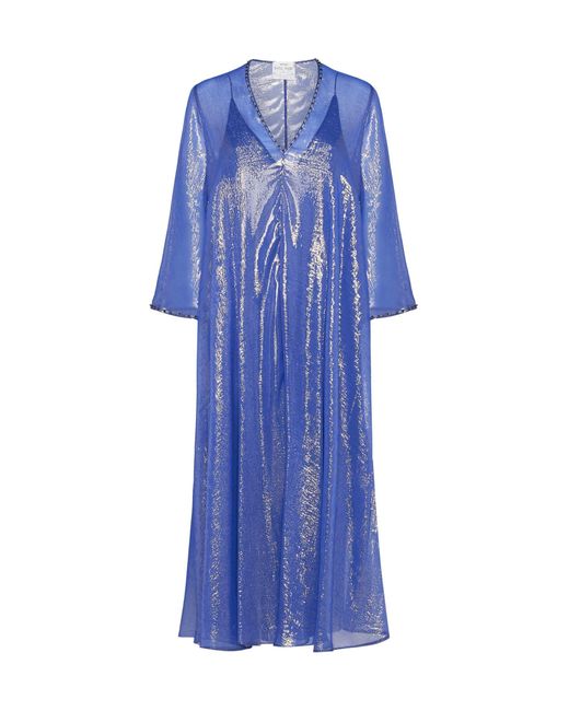 Forte Forte Blue Lurex Silk Chiffon Dress