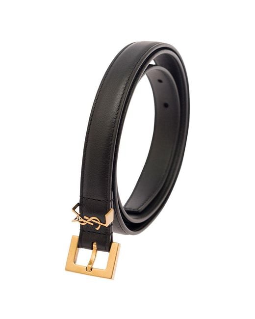 Saint Laurent White Leather Belt With Gancini Buckle — Calf