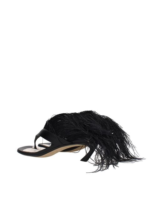 Lanvin Black Flip Flops Leather