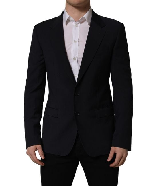 Dolce & Gabbana Black Wool Single Breasted Blazer Jacket Polyester Elastane Clothing for men