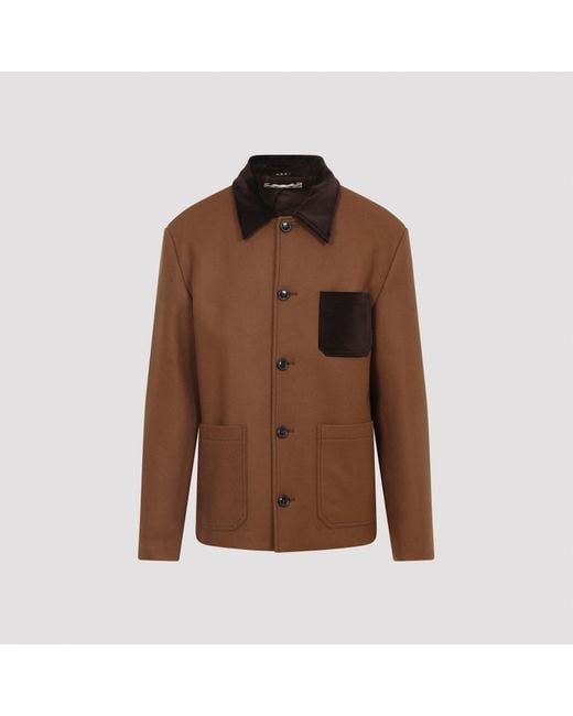 Marni Brown Double Splittable Wool Felt Workwear Jacket for men