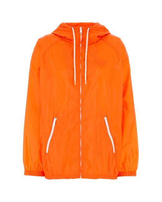 Prada Orange Re-Nylon Hooded Jacket