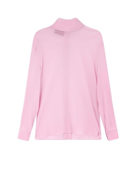 Gucci Pink Stretch Silk Shirt for men