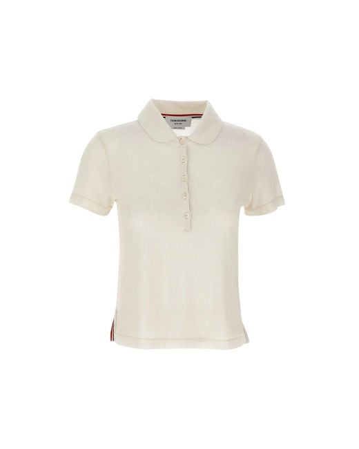 Thom Browne White "short Sleeve" Cotton Jersey Polo Shirt