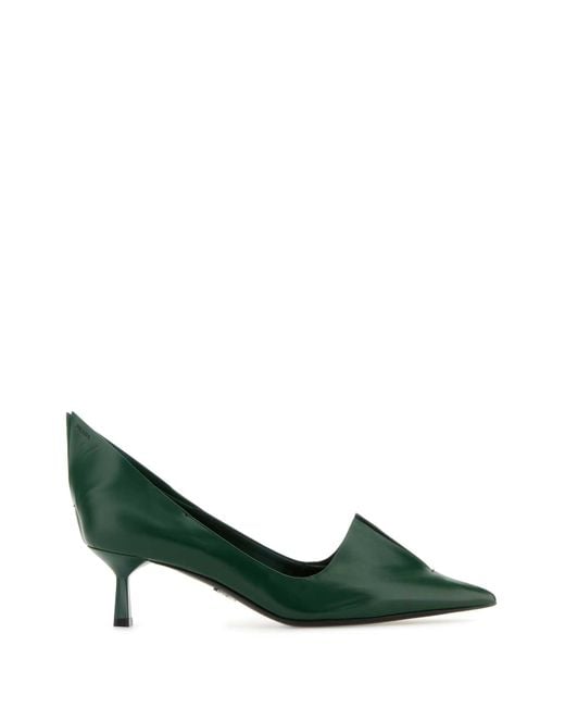 Prada Green Dark Leather Pumps
