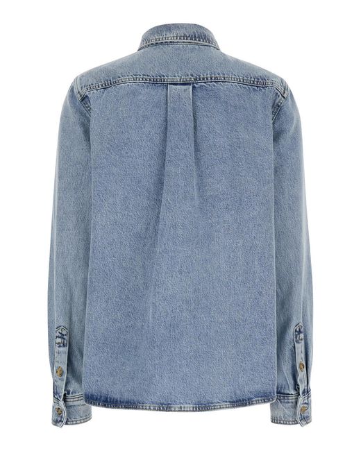 Totême  Blue Denim Shirt With Patch Pocket Blouses