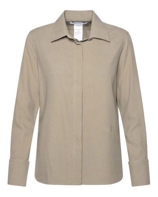 Max Mara Natural 'Candia' Khaki Silk Shirt