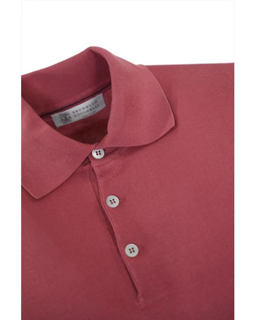 Brunello Cucinelli Pink Cotton Polo Shirt for men
