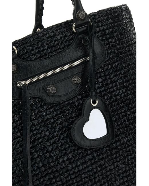 Balenciaga Raffia Large Le Cagole Panier Shopping Bag in