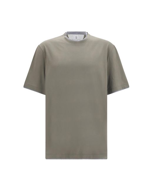 Brunello Cucinelli Gray Cotton T-Shirt T-Shirts for men
