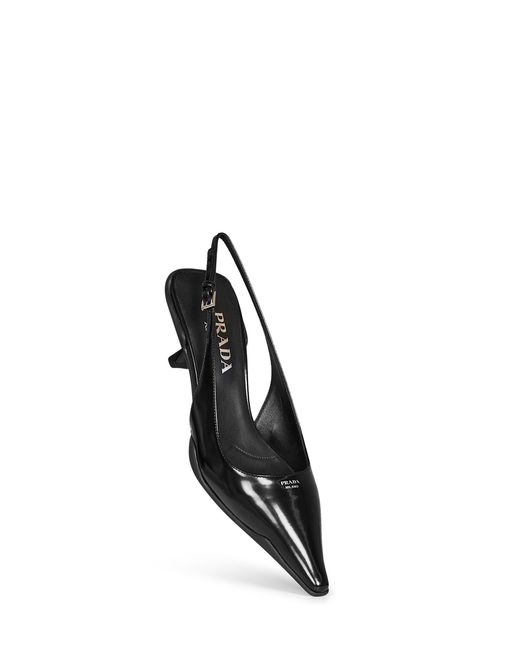 Prada White Calzature Brushed Leather Slingback Pumps