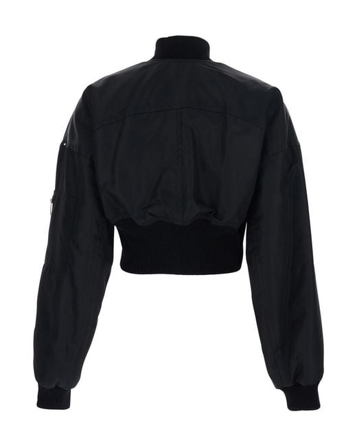 Sportmax Black Crop Jacket Tech Fabric Polyamide Coat