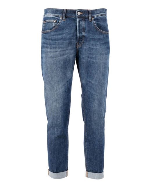 Dondup Blue George Pants Cotton Elastan Jean for men