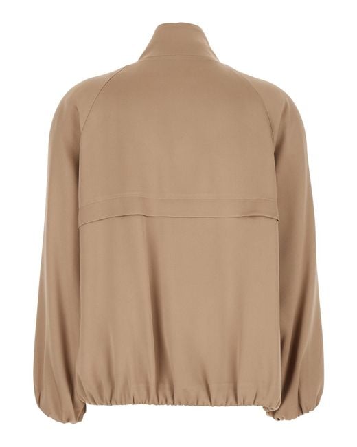 Antonelli Natural Grace Jacket With Front Closure And Acetate Viscose Pockets For Outerwear