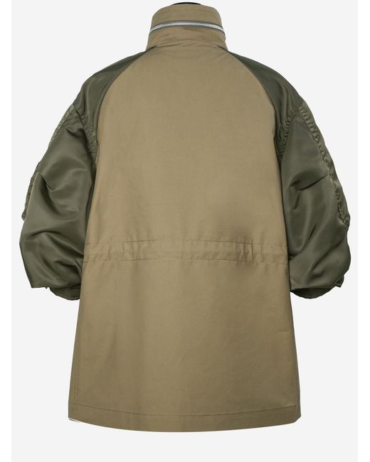 Sacai Green Short-Sleeve Cotton Jacket