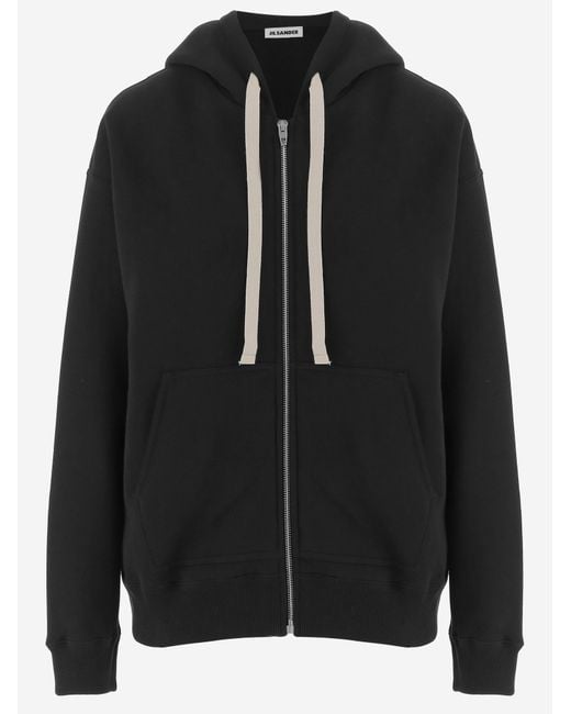Jil Sander Black Cotton Hoodie Knitwear