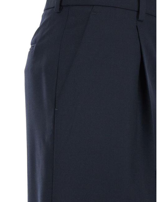 PT Torino Blue Lola Pants With High Waist And Pleated Details