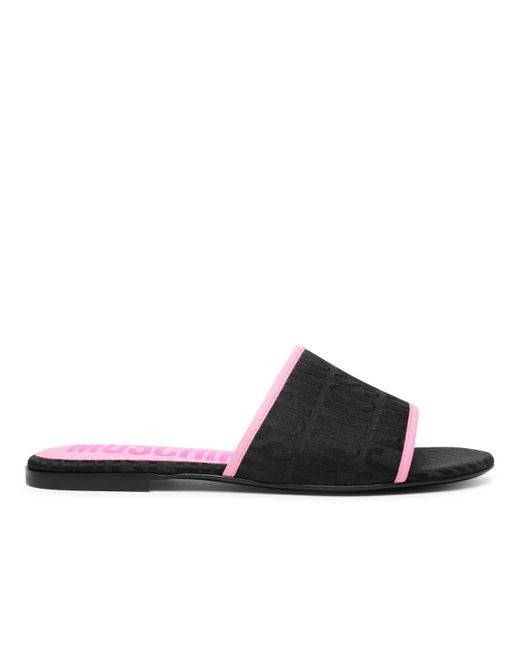 Moschino Black Cotton Blend Slippers