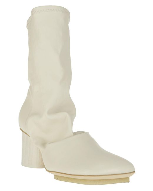 Uma Wang White Stretch Stone Boot