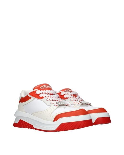 Versace Red Leather Athletic Sneakers for men