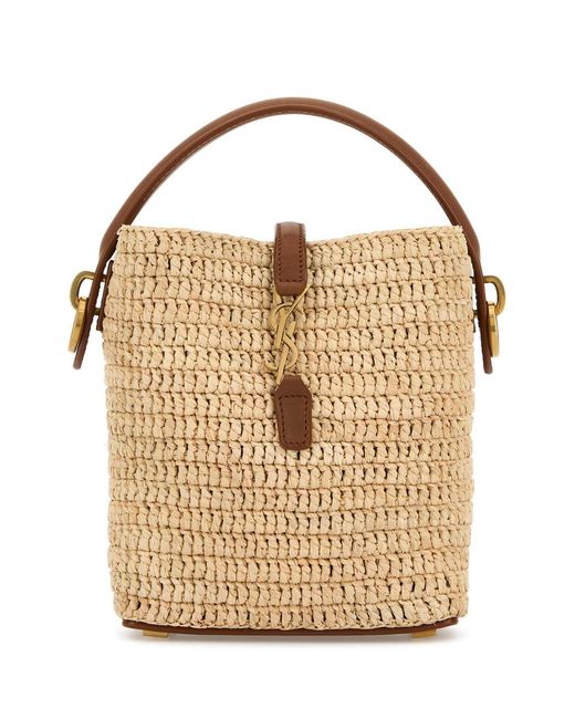 Saint Laurent White Raffia Mini Le 37 Bucket Bag