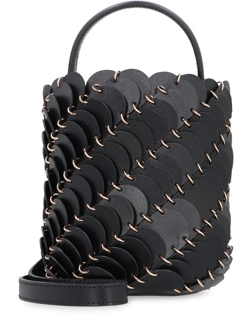 Rabanne Black Paco Bucket Leather Mini Bag