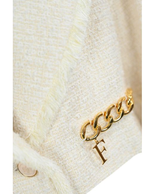 Elisabetta Franchi White Cropped Tweed Jacket