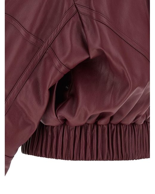 ROTATE BIRGER CHRISTENSEN Red Leather Effect Bomber Jacket