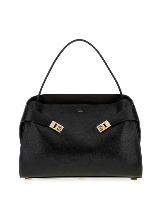 Ferragamo Black Leather Large Hug Soft Shoulder Bag