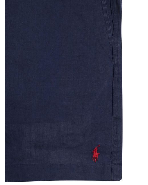 Polo Ralph Lauren Blue Linen Prepster Polo Shorts for men