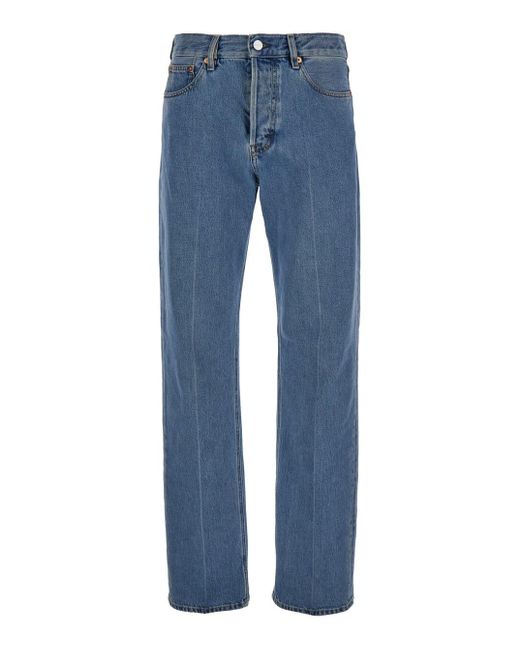 Gucci Blue 90S Light Straight Jeans With Logo Patch